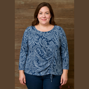 🐥NY Collection Blue Paisley Women's Top, Size 2X